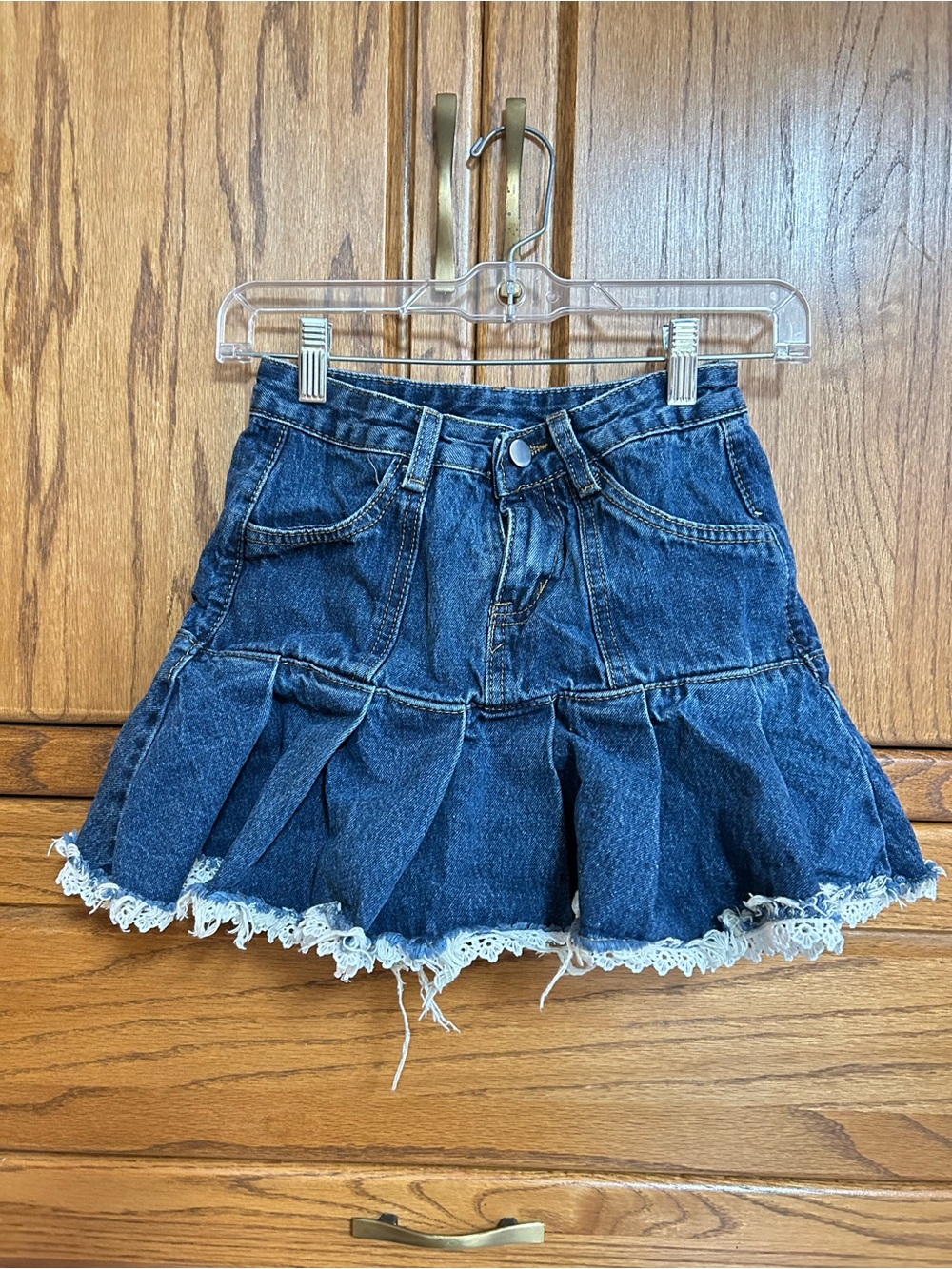 Summer lace denim mini skirt